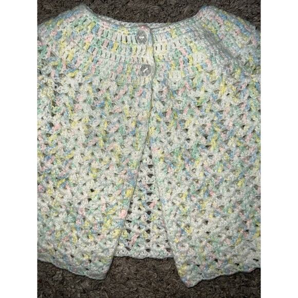 Baby Sweater Cardigan‎ Crocheted Pastel Multicolor - Picture 2 of 5
